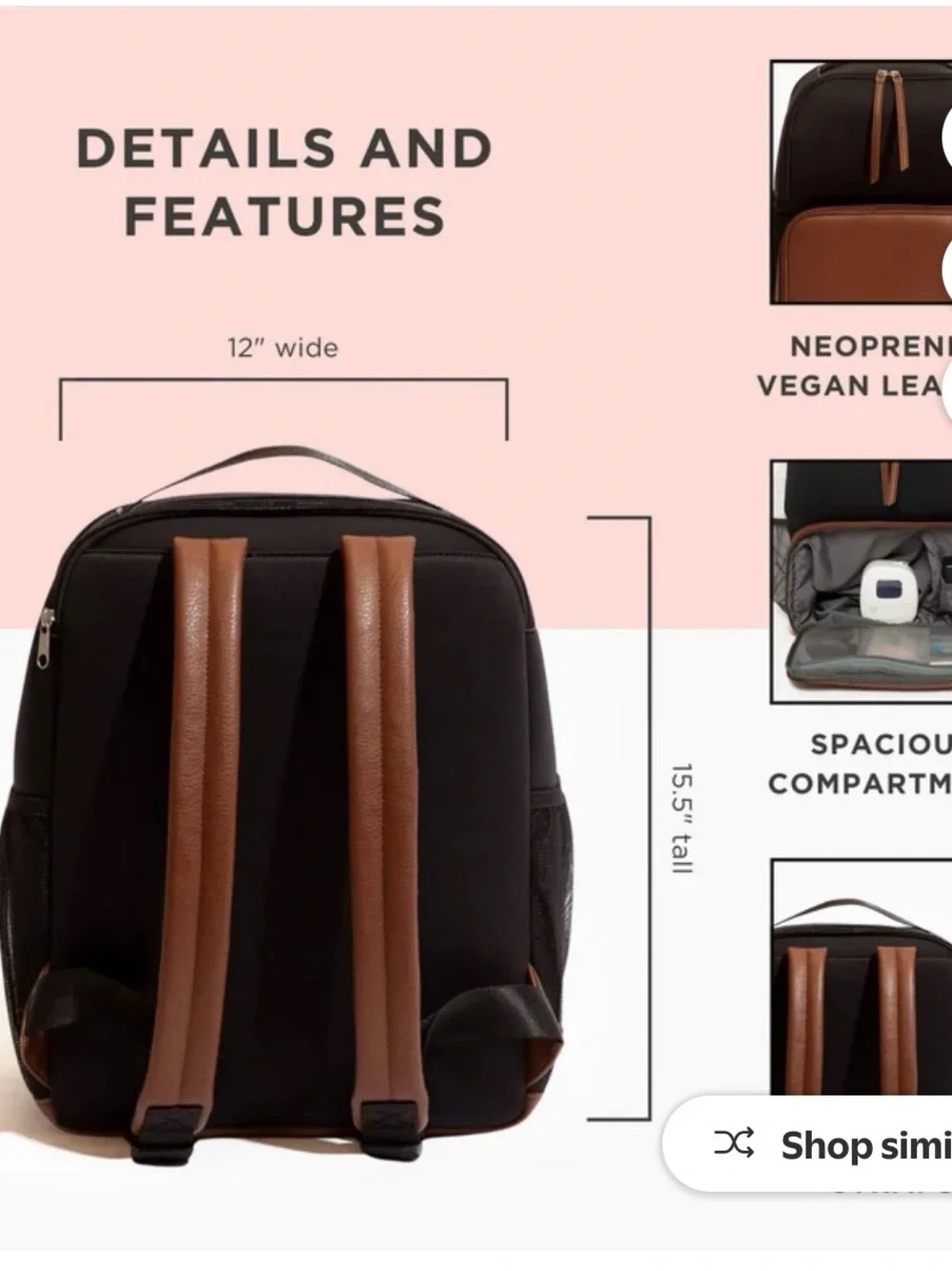 Freshly Picked Black and Brown Baby Pumping or Diaper Backpack